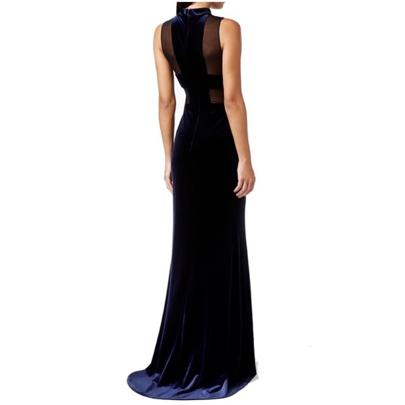 Betsy & Adam Midnight Navy Velvet Gown 10 - Picture 2 of 10